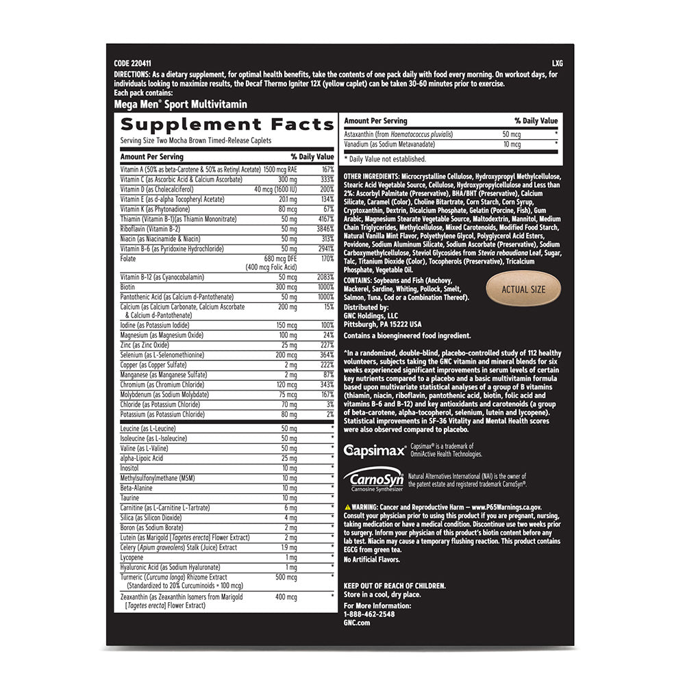 GNC AMP MEN RIPPED NON-STIM VITAPAK