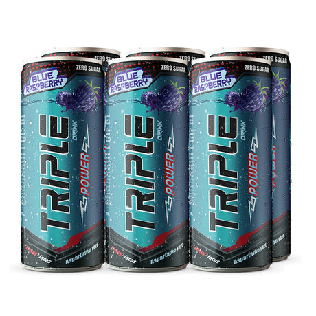 Box of 6 Pieces, Triple Power Energy Drink, Blue Raspberry - Triple Power