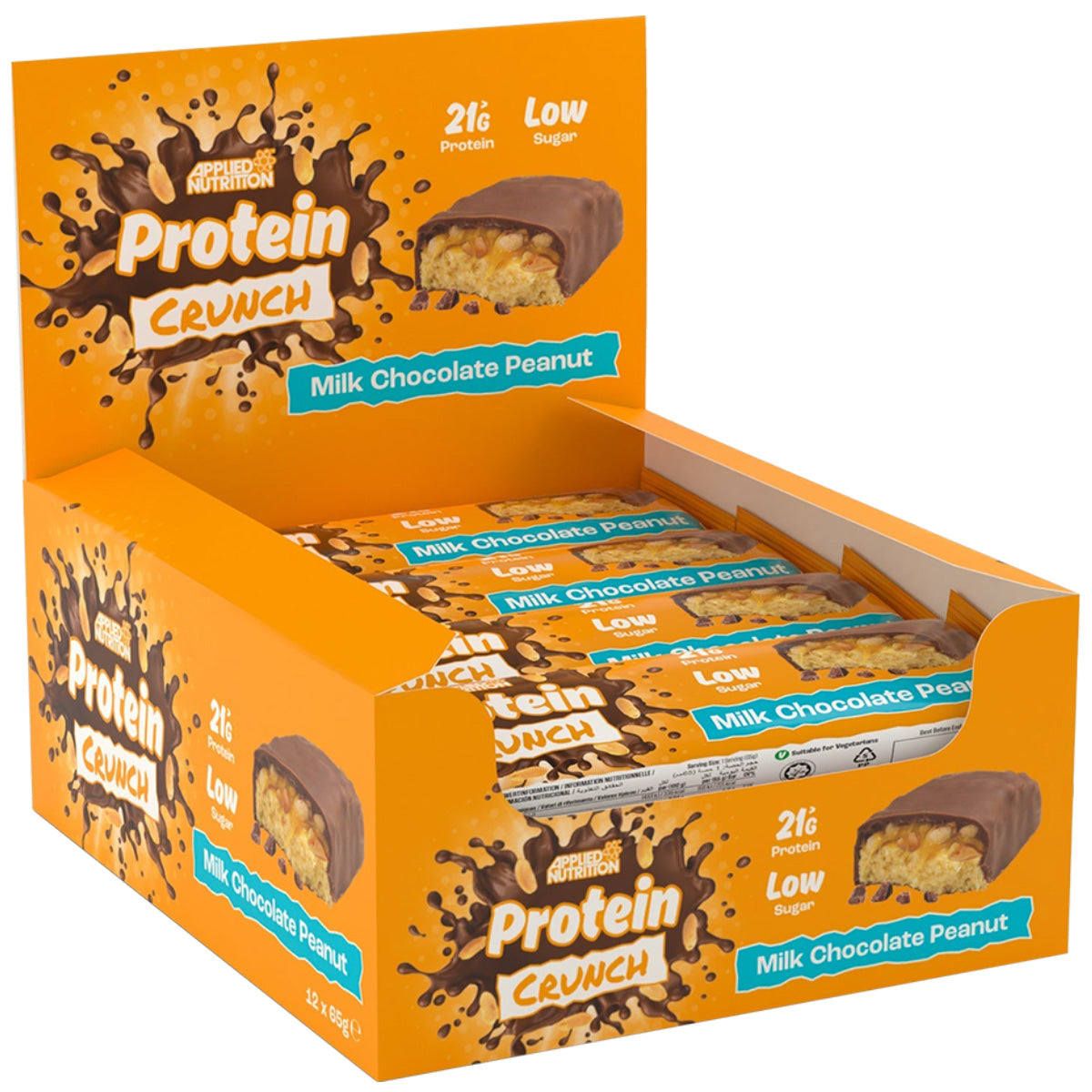 Box of 12 Bars, Applied Nutrition Protein Crunch Bar, Milk Chocolate Peanut - Applied Nutrition