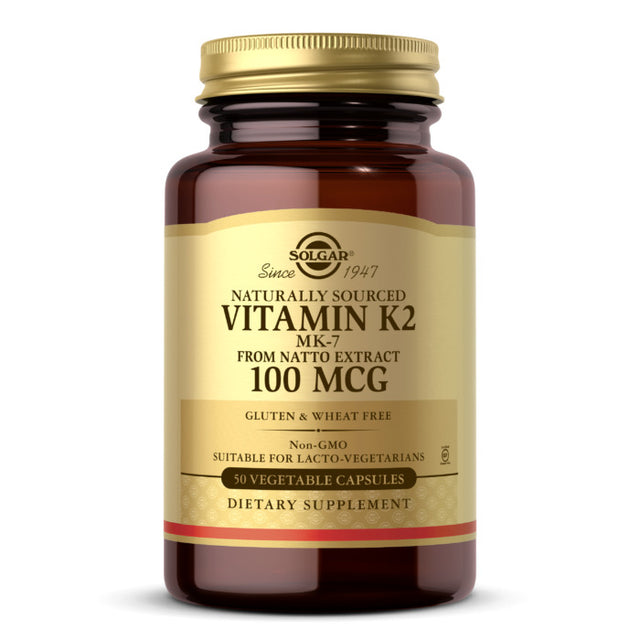 Solgar Natural Vitamin K2 (Mk-7), 100 mcg, 50 Vegetable Capsules - Solgar