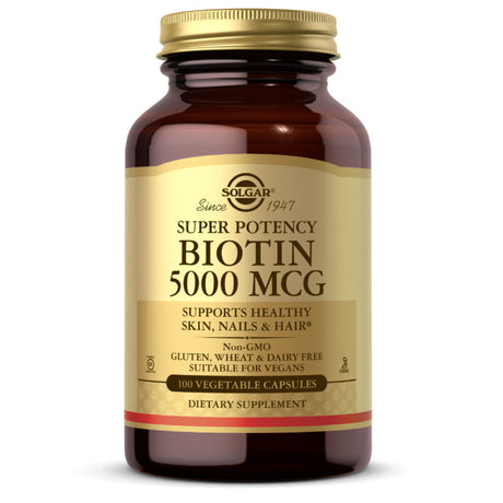 Solgar Biotin, 5000 mcg, 100 Vegetable Capsules - Solgar