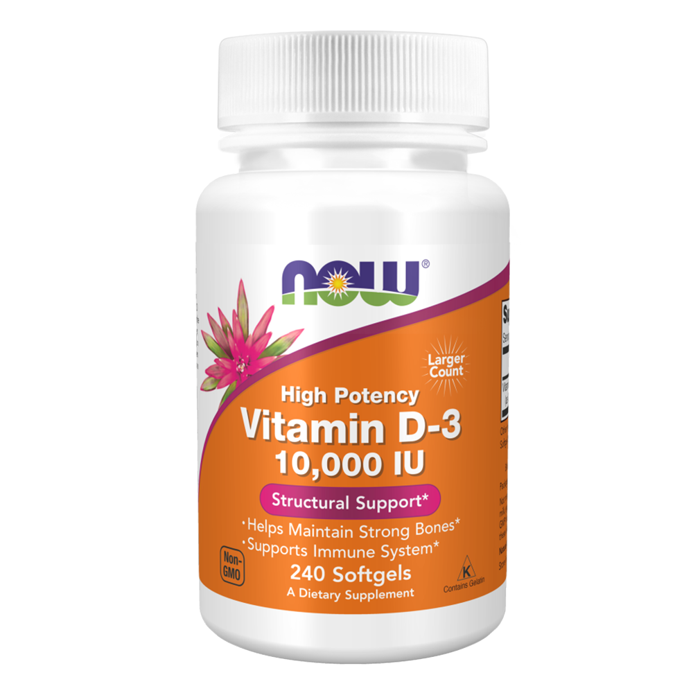 Now Vitamin D3, 10000 IU, 240 Softgels - Now