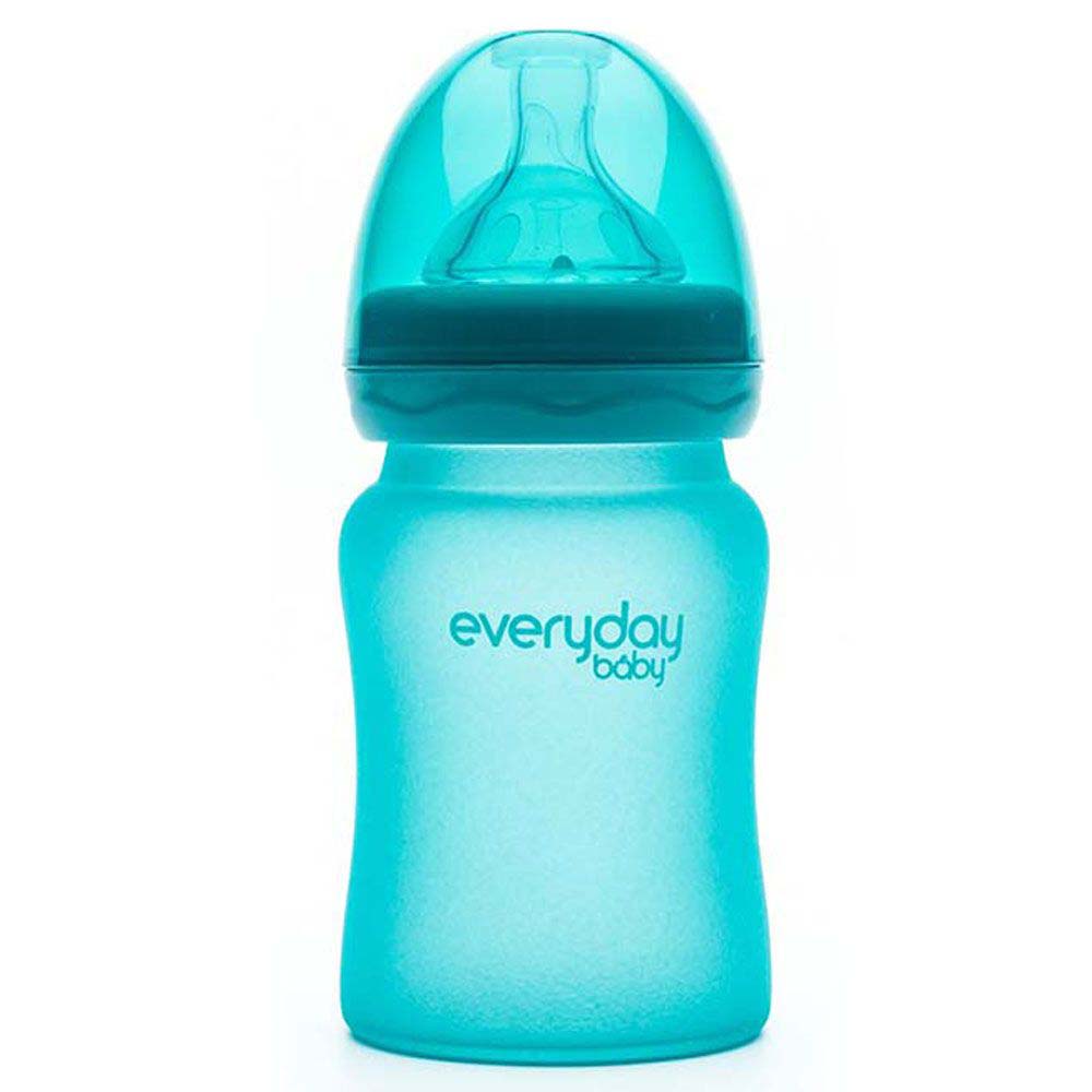 Everyday Baby Glass Heat Sensing Baby Bottle, 150 ML, Turquoise - Everyday Baby