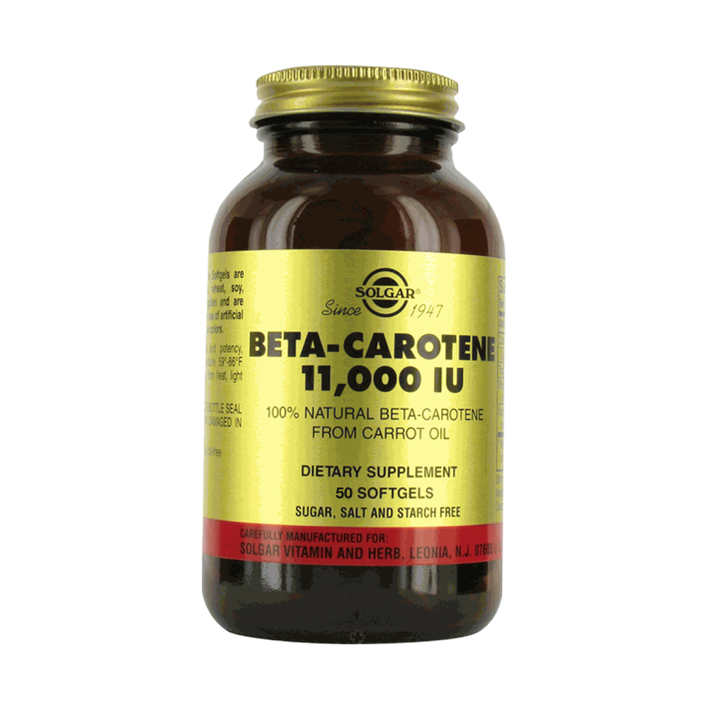 Solgar Beta Carotene, 11,000 IU, 50 Softgels - Solgar