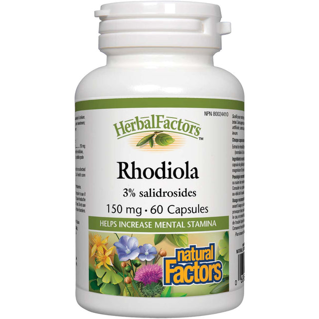 Rhodiola Natural Factors, 150 mg, 60 Capsules - Natural Factors