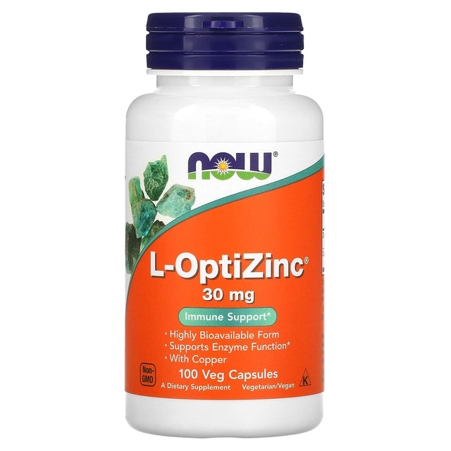 Now L-OptiZinc, 30 mg, 100 Veggie Capsules - Now