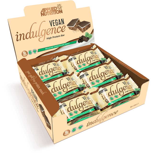 Box of 12 Bars, Applied Nutrition Vegan Indulgence Bar, Belgian Chocolate Mint - Applied Nutrition