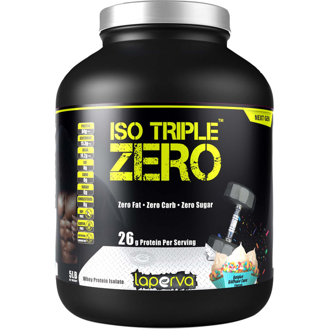 Laperva Iso Triple Zero Next Generation Whey Protein, Belgian Birthday Cake, 5 LB - Laperva