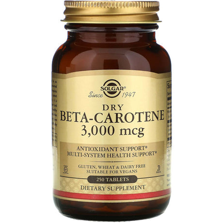 Solgar Dry Beta-Carotene, 3000 mcg, 250 Tablets - Solgar