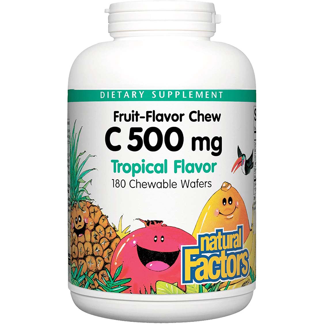 Natural Factors Vitamin C 500 mg Chewable Wafer, Tropical Flavor, 180 Chewable Wafers - Natural Factors