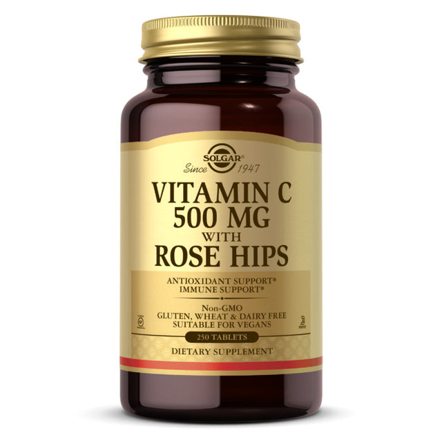 Solgar Vitamin C 500 mg with Rose Hips, 250 Tablets - Solgar