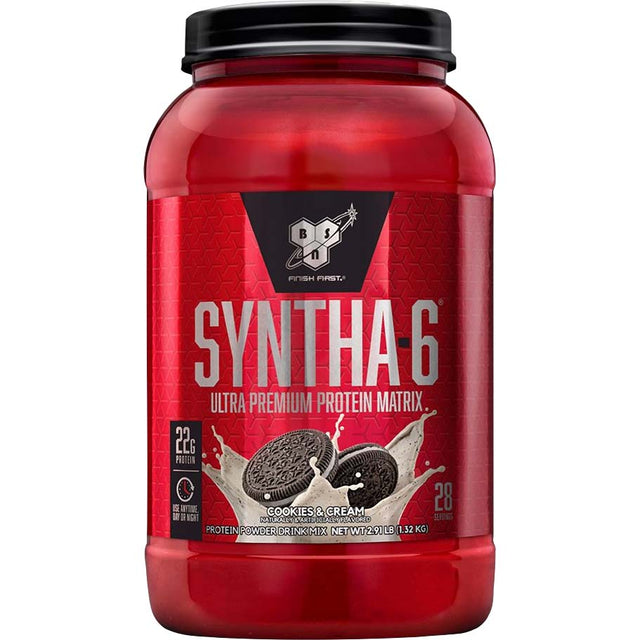 BSN Syntha-6 Whey Protein, 2.91 Lb, Cookies and Cream - BSN