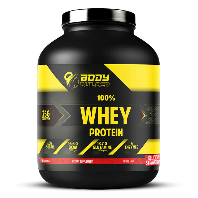 Body Builder Whey Protein, Delicious Strawberry, 4 LB - Body Builder