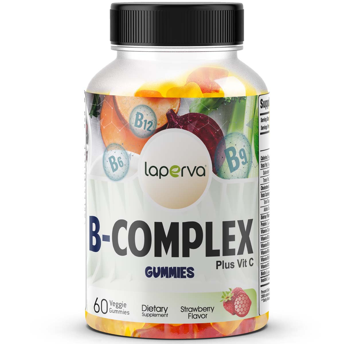 Laperva Vitamin B Complex Gummies, 60 Veggie Gummies, Strawberry - Laperva