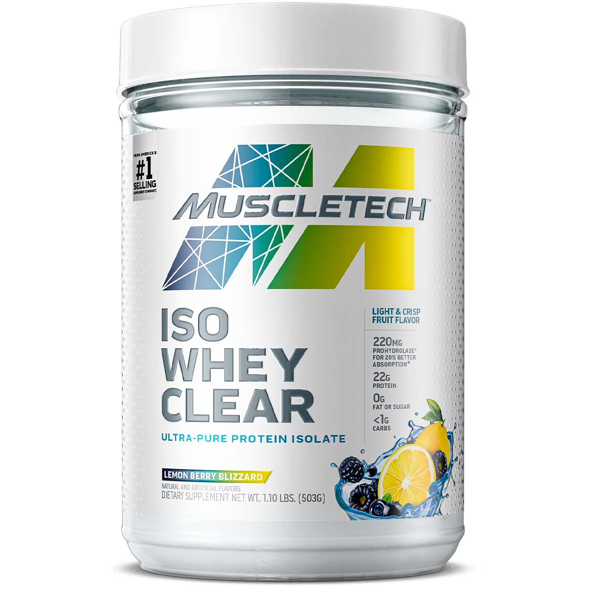 Muscletech Iso Whey Clear, Lemon Berry Blizzard, 1LB - Muscletech