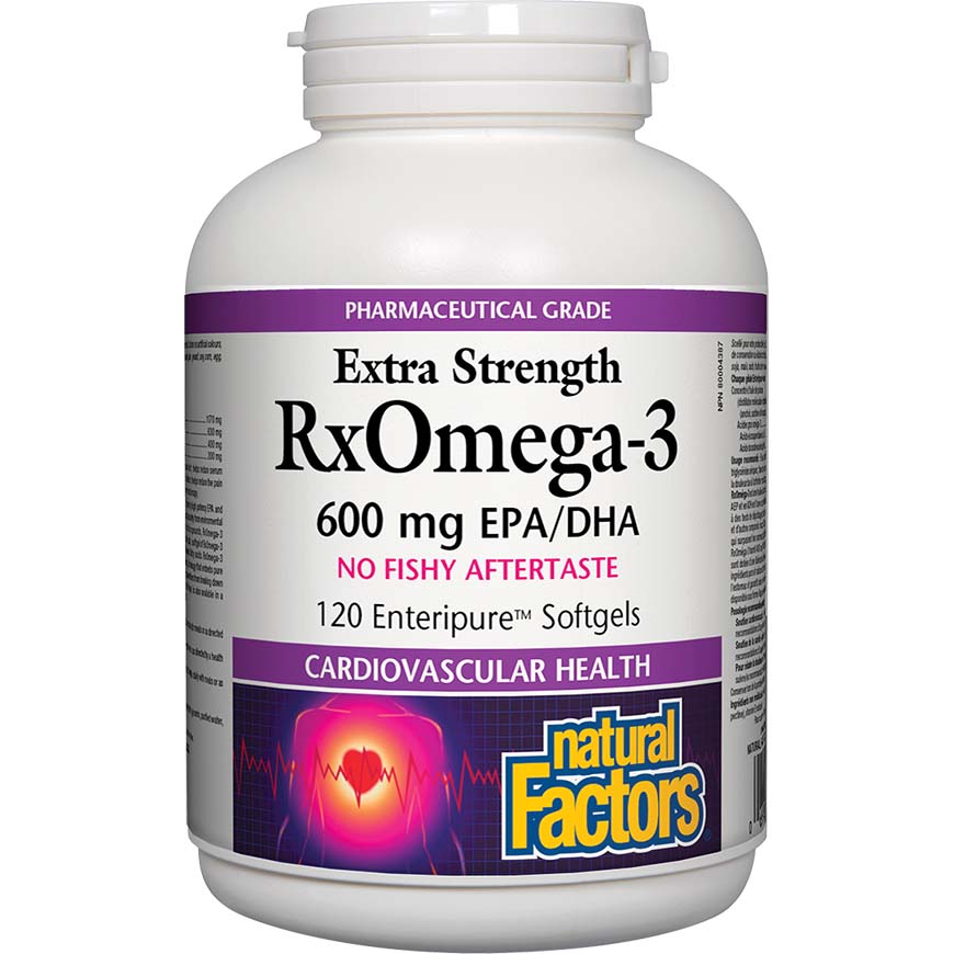 Extra Strength RxOmega-3, 600 mg, 120 Softgels - Natural Factors - Natural Factors