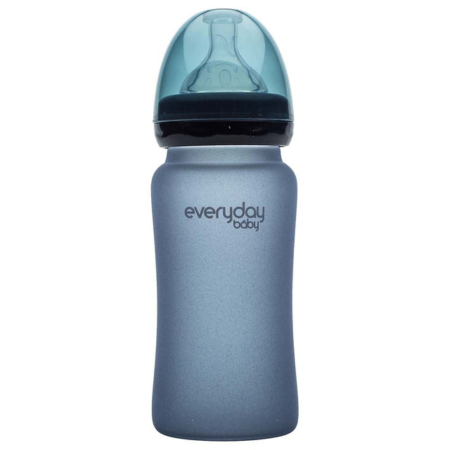 Everyday Baby Glass Heat Sensing Baby Bottle, 240 ML, Blueberry - Everyday Baby