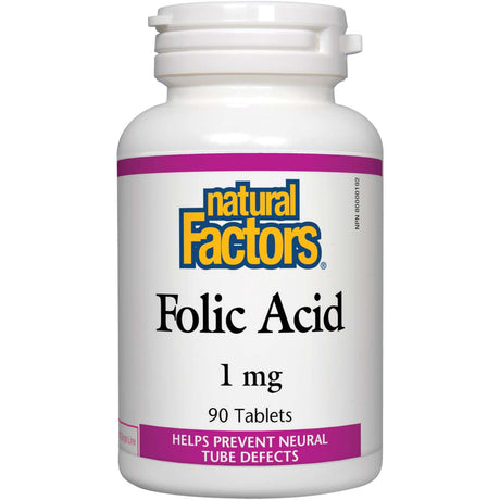 Folic Acid, 1 mg, 90 Tablets - Natural Factors - Natural Factors