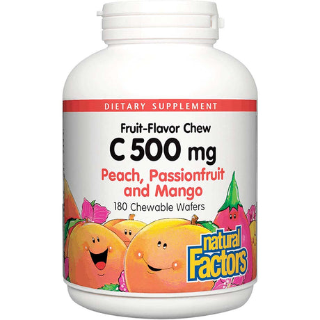 Natural Factors Vitamin C 500 mg Chewable Wafer, Peach Passionfruit Mango, 180 Chewable Wafers - Natural Factors