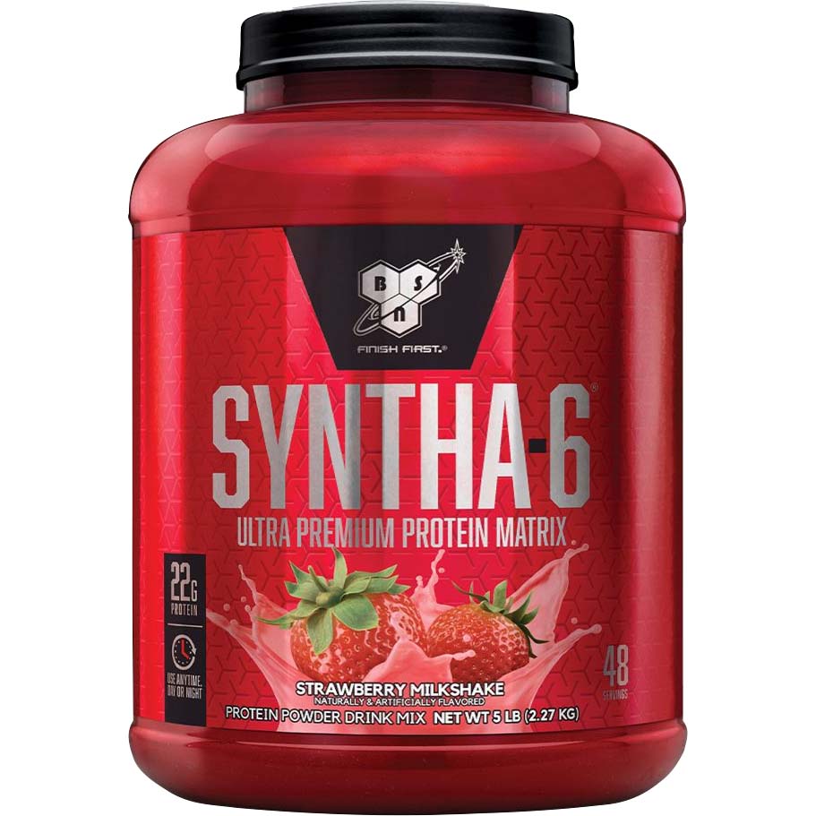 BSN Syntha-6 Whey Protein, 5 LB, Strawberry Milkshake - BSN