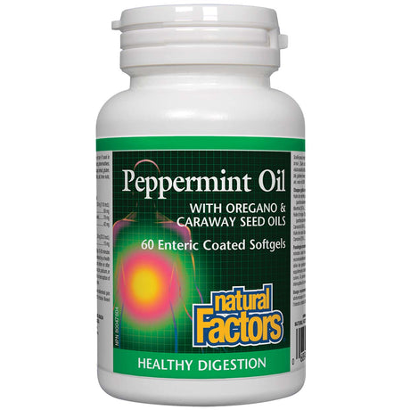 Natural Factors Peppermint Oil with Caraway Seed and Oregano, 60 Softgels - Natural Factors