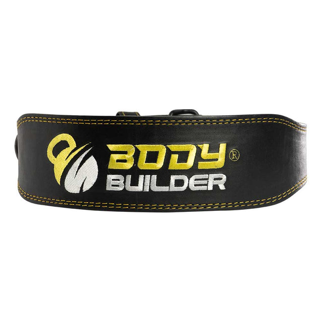 Leather Body Builder Belt, Yellow, L - Body Builder