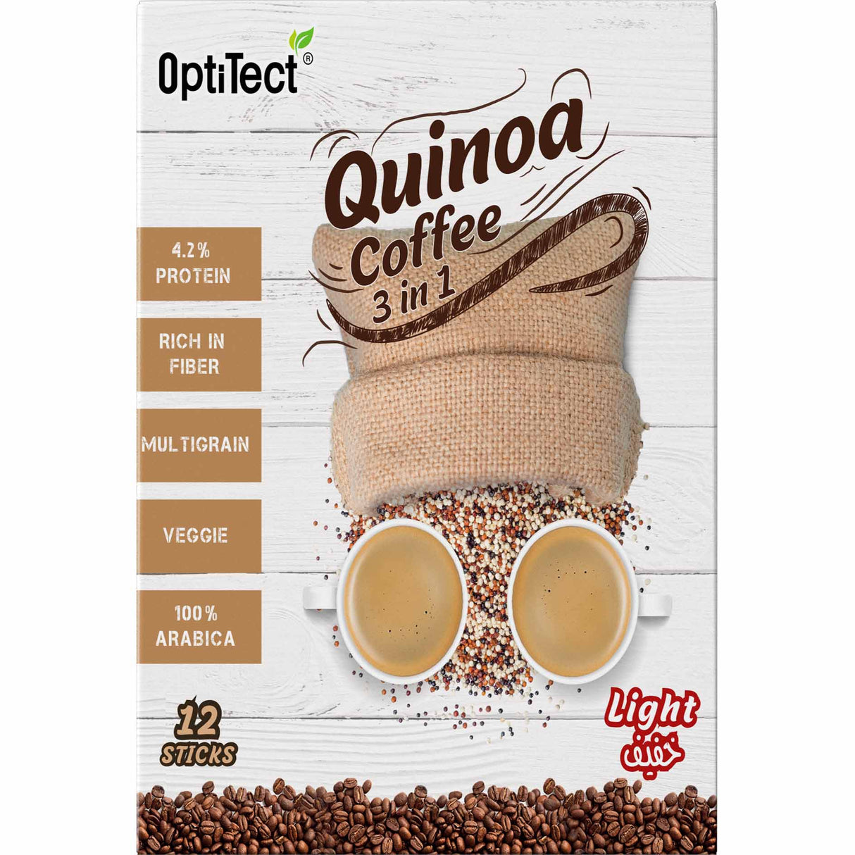 Optitect 3in1 Quinoa Coffee, 360 Gm - Optitect