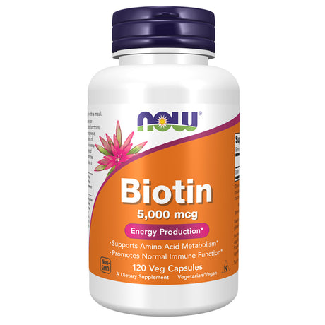 Biotin 5000 mcg, 120 Veggie Capsules (Now) - Now