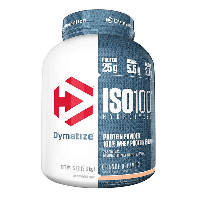 Dymatize ISO 100 Hydrolyzed Whey Protein Isolate, Orange Dreamsicle, 5 LB - Dymatize