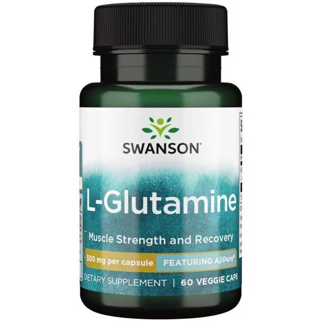 Swanson L-Glutamine Featuring AjiPure, 500 mg, 60 Veggie Capsules - Swanson