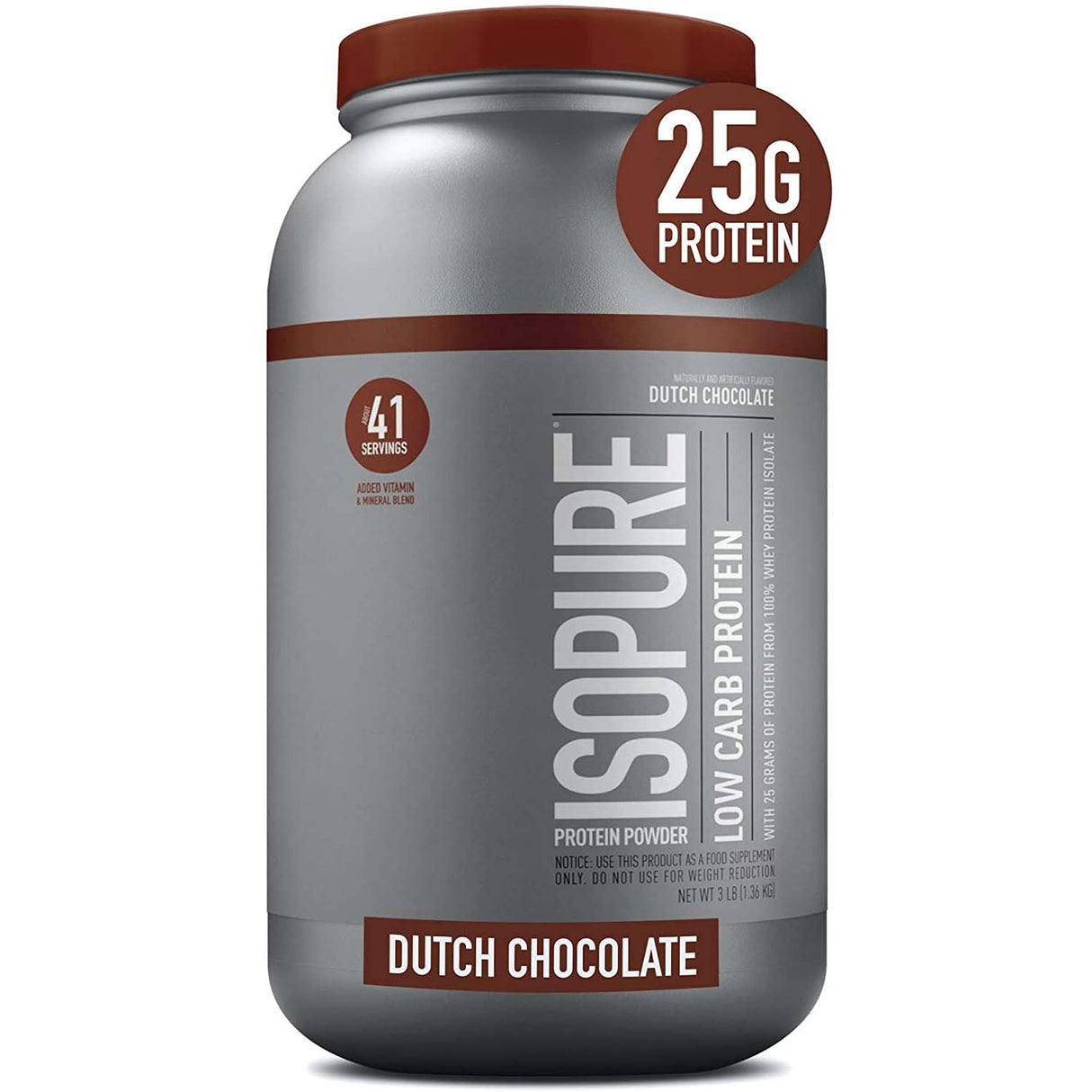 Isopure Low Carb Protein, Dutch Chocolate, Nature's Best, 3 LB - Nature's Best