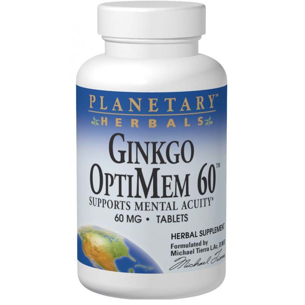 Herbals Planetary Ginkgo Optimem, 120 mg, 60 Tablets - Planetary Herbals